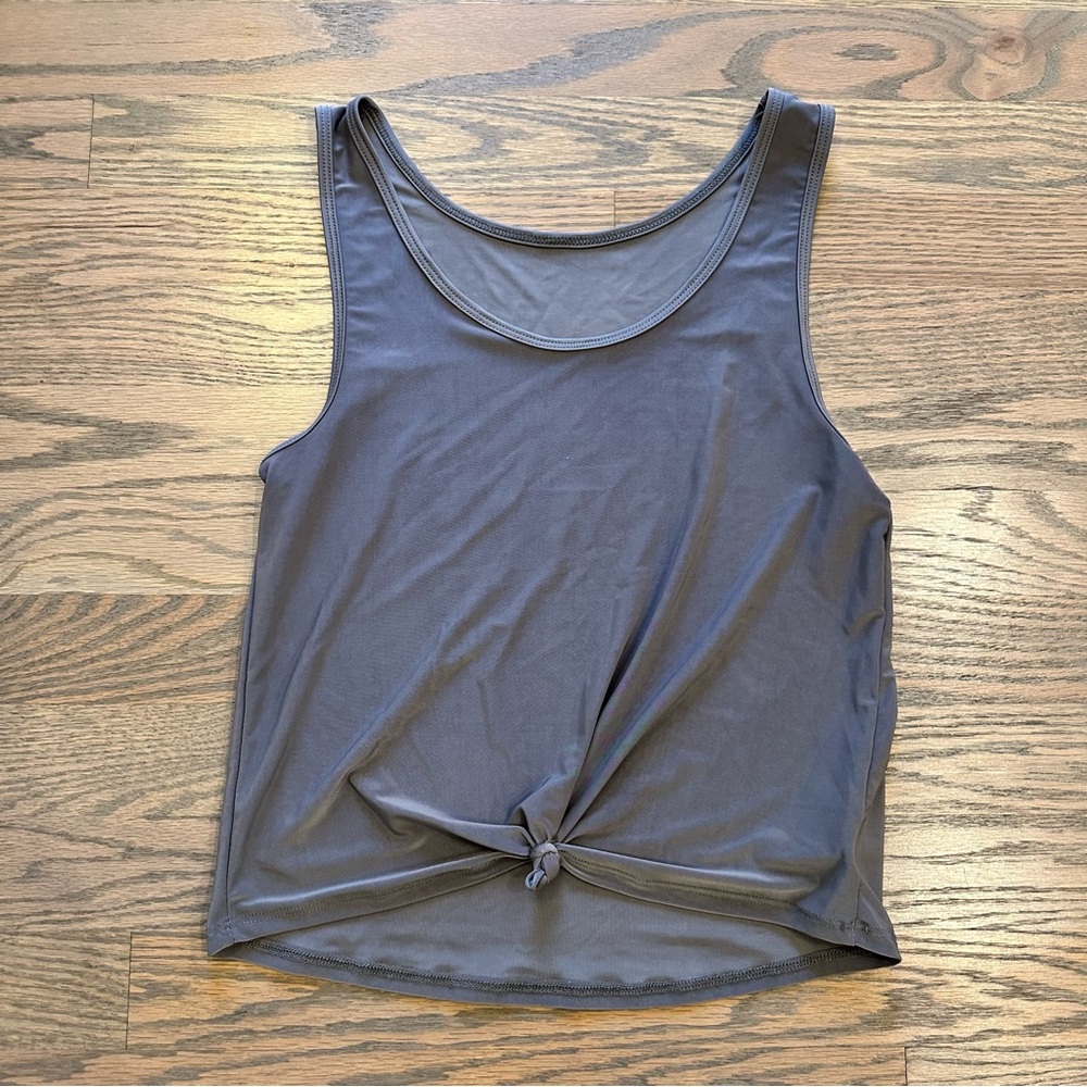 Onzie Gray Knot Front Crop Top